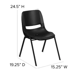 Emma And Oliver Kid's Black Ergonomic Shell Stack Chair - Black Frame And 14"H Seat -Children Peripherals GUEST 7e590dd6 105f 4bd1 a345 c47ac26cbe85