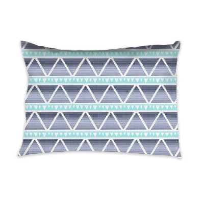 Bacati - Liam Large Triangles Aqua Navy Muslin 3 Pc Toddler Bed Sheet Set 4 Bacati - Liam Large Triangles Aqua Navy Muslin 3 Pc Toddler Bed Sheet Set - Image 4