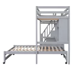 Twin Over Full Bunk Bed With Storage Stairs, Desk, Shelves And Hanger - ModernLuxe -Children Peripherals GUEST 85aff06d 775b 45f5 a977 a79076b507e7