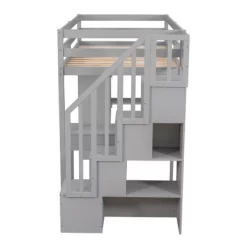 Twin Size Wooden Loft Bed With Storage Drawers, Desk And Shelves - ModernLuxe -Children Peripherals GUEST 87f43e9b d7a9 4c91 8952 4f9cb681a28c