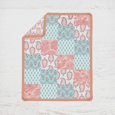 Bacati - Paisley Sophia Coral Aqua 4 Pc Crib Bedding Set With Diaper Caddy 3 Bacati - Paisley Sophia Coral Aqua 4 Pc Crib Bedding Set With Diaper Caddy - Image 3