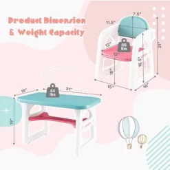 Costway 3-Piece Kids Table And Chair Set Toddler Activity Study Desk With Building Blocks -Children Peripherals GUEST 88f5deaa 37ef 4595 85e5 01ef19b3aa71