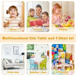 Costway 5 Piece Kids Wood Table Chair Set Activity Toddler Playroom Furniture Colorful -Children Peripherals GUEST 89ed641f e1ee 4e9e 9d52 cc64c707badb
