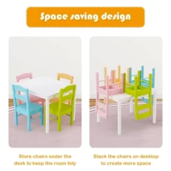 Costway 5 Piece Kids Wood Table Chair Set Activity Toddler Playroom Furniture Colorful -Children Peripherals GUEST 8a245146 ec5b 485e b9ae 7f9d7e361a8d