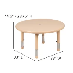 Flash Furniture 33" Round Plastic Height Adjustable Activity Table -Children Peripherals GUEST 8e98eecf 5413 4c84 ba5d 6930654e011f