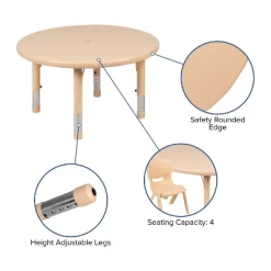 Flash Furniture 33" Round Plastic Height Adjustable Activity Table -Children Peripherals GUEST 8ec96c05 f129 4f3f 831a 17b88247fde1
