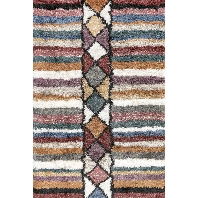 Aidan Diamond Striped Kids Shag Area Rug 9 Aidan Diamond Striped Kids Shag Area Rug - Image 9