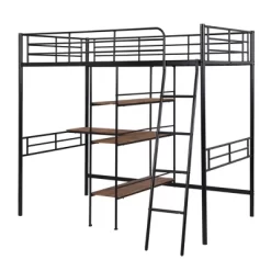 Twin Size Metal Loft Bed With Built-in Desk And Shelves - ModernLuxe 14 Twin Size Metal Loft Bed With Built-in Desk And Shelves - ModernLuxe -Children Peripherals GUEST 8fd7aa44 4cac 4eef 81b3 faa56b4ff78c