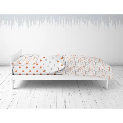 Bacati - Basketball Orange/Gray Muslin 4 Pc Toddler Bedding Set 5 Bacati - Basketball Orange/Gray Muslin 4 Pc Toddler Bedding Set - Image 5