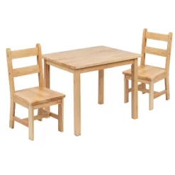 Emma And Oliver Kids 3 Piece Solid Hardwood Table And Chair Set For Playroom, Kitchen -Children Peripherals GUEST 906f23c6 d3f0 472e aa20 cba3e96e665a