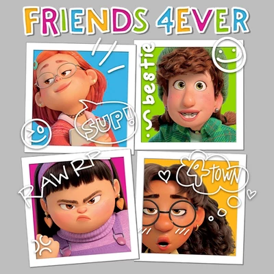 Girl's Turning Red Friends 4Eva Polaroids T-Shirt 1 Girl's Turning Red Friends 4Eva Polaroids T-Shirt