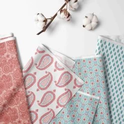 Bacati - Paisley Sophia Coral Aqua 4 Pc Crib Bedding Set With Diaper Caddy