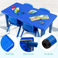 Costway Kids Plastic Rectangular Learn And Play Table Playroom Kindergarten Home Blue -Children Peripherals GUEST 92809054 0dfa 4700 9d91 b51073a693ea