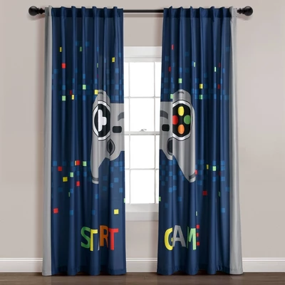 52"x84" Kids' Video Games Window Curtain Panel Set Navy - Lush Décor 1 52"x84" Kids' Video Games Window Curtain Panel Set Navy - Lush Décor