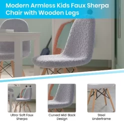Flash Furniture Zula Kid's Modern Padded Armless Faux Shearling Accent Chair With Beechwood Legs -Children Peripherals GUEST 97574155 811c 47ef b438 9e0de351393d