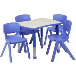 Emma And Oliver 21.875"W X 26.625"L Rectangular Plastic Height Adjustable Activity Table Set With 4 Chairs -Children Peripherals GUEST 977d3e92 e808 44ad 97a5 2c9e3cab0255