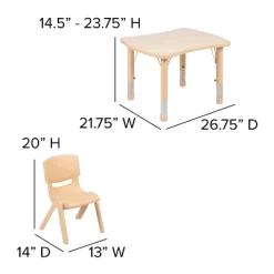 Emma And Oliver 21.875"W X 26.625"L Rectangular Plastic Height Adjustable Activity Table Set With 4 Chairs -Children Peripherals GUEST 980c8b7e f814 43be ba9e 1882675d1be1