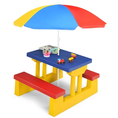 Costway Kids Picnic Table Set W/Removable Umbrella Indoor Outdoor Garden Patio 8 Costway Kids Picnic Table Set W/Removable Umbrella Indoor Outdoor Garden Patio - Image 8