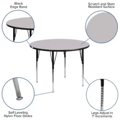 Flash Furniture 48'' Round Thermal Laminate Activity Table - Standard Height Adjustable Legs -Children Peripherals GUEST 99d03a77 10e7 488a 8e59 e0f0d8cc77f6