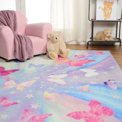 Butterfly Colorful Kids Playroom Nursery Washable Indoor Area Rug By Blue Nile Mills 8 Butterfly Colorful Kids Playroom Nursery Washable Indoor Area Rug By Blue Nile Mills - Image 8