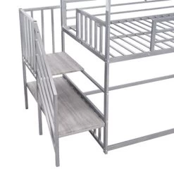 Twin Over Twin Metal Bunk Bed House Bed With Slide And Staircase-ModernLuxe -Children Peripherals GUEST 9f480335 40d7 40a4 acd7 fe00345cefa3