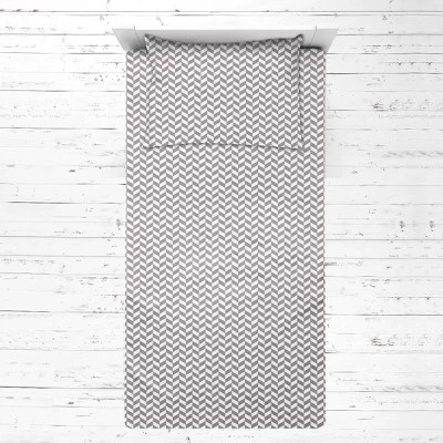 Bacati - Herringbone Gray Muslin 3 Pc Toddler Bed Sheet Set 100 Pecent Cotton 2 Bacati - Herringbone Gray Muslin 3 Pc Toddler Bed Sheet Set 100 Pecent Cotton - Image 2