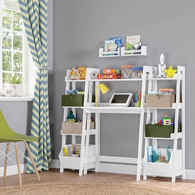 Kids' Desk With Ladder Shelf Storage And 2 Bonus Magnetic Art Display Bars White - RiverRidge Home 10 Kids' Desk With Ladder Shelf Storage And 2 Bonus Magnetic Art Display Bars White - RiverRidge Home - Image 10