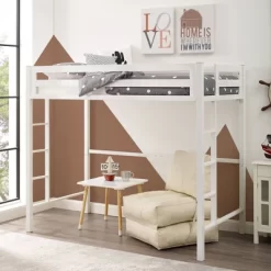 Twin Premium Deluxe Metal Loft Bed - Saracina Home -Children Peripherals GUEST a24b514b 995f 43ac 93f5 95a9eb411cd9