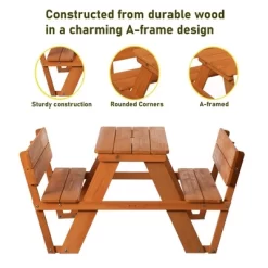 Gardenised Wooden Kids Picnic Table Bench With Backrest, Outdoor Children's Backyard Table, Crafting, Dining, And Playtime Patio Table 11 Gardenised Wooden Kids Picnic Table Bench With Backrest, Outdoor Children's Backyard Table, Crafting, Dining, And Playtime Patio Table -Children Peripherals GUEST a49c135f a6cc 481e 83db c4076d456c25