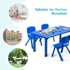 Costway Kids Plastic Rectangular Learn And Play Table Playroom Kindergarten Home Blue -Children Peripherals GUEST a6672409 dd8a 4335 8c82 1a5bb22c0ccc