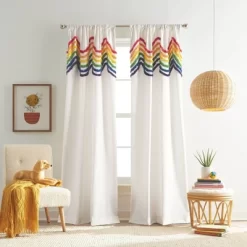 2pk Rainbow Tufted Striped Poletop Curtains - Dream Factory -Children Peripherals GUEST a6d3aedc 21f5 4134 8d4d af59d808ce53