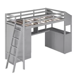 Twin Size Loft Bed With Wardrobe, Drawers And Desk With Shelves - ModernLuxe -Children Peripherals GUEST a7736f33 561d 4a0b 91fb a09ab83e5213