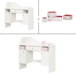 Vito Makeup Desk With Drawer Pure White/Pink - South Shore -Children Peripherals GUEST ab562318 a964 4fe2 936c 5f0103f989db