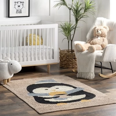 NuLOOM Mosby Penguin Machine Washable Kids Area Rug 1 NuLOOM Mosby Penguin Machine Washable Kids Area Rug