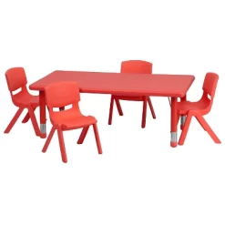 Emma And Oliver 24"W X 48"L Rectangular Plastic Height Adjustable Activity Table Set With 4 Chairs 19 Emma And Oliver 24"W X 48"L Rectangular Plastic Height Adjustable Activity Table Set With 4 Chairs -Children Peripherals GUEST abf61390 e84b 47a8 a90e e0512615f34c