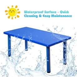 Costway Kids Plastic Rectangular Learn And Play Table Playroom Kindergarten Home Blue -Children Peripherals GUEST ad50cdf5 925a 4cab 8773 65ce389c9181