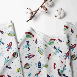 Bacati - Airspace Aqua Navy Red Lime Orange 100 Percent Cotton Universal Baby US Standard Crib Or Toddler Bed Fitted Sheet