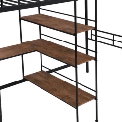 Twin Size Metal Loft Bed With Built-in Desk And Shelves - ModernLuxe 16 Twin Size Metal Loft Bed With Built-in Desk And Shelves - ModernLuxe -Children Peripherals GUEST b09738cb 4c72 4411 b923 ac9f045ad698