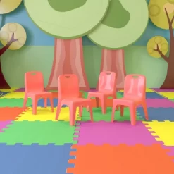 Emma And Oliver 4 Pack Plastic Stack School Chair With Carrying Handle And 11" Seat Height