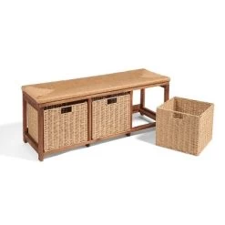Badger Basket Kid's Storage Bench With Woven Top And Baskets Brown -Children Peripherals GUEST b69b9f2a d292 4813 b19c 81950b9692ff