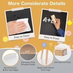 Costway Kids House-Shaped Table & Chair Set Wooden Toy Organizer Cabinet With Blackboard Grey/White -Children Peripherals GUEST b6e8509a 75d5 49bb a558 6cca0a0e6fae