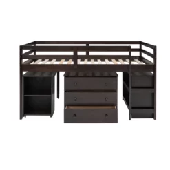 Low Twin Loft Bed With Cabinet And Rolling Portable Desk - ModernLuxe -Children Peripherals GUEST b762ae18 fb72 457f a658 f00275f2ff4a
