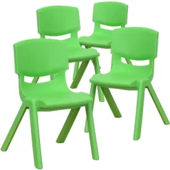 Emma And Oliver 4 Pack Plastic Stack School Chair With 12" Seat Height - Kids Chair -Children Peripherals GUEST b9ab7c64 36fb 459d aaa7 6636f73a2cf4