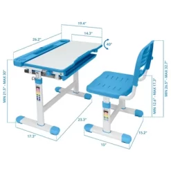 Mount-It! Kids Desk And Chair Set | Height Adjustable Ergonomic Children's School Workstation With Storage Drawer | Blue -Children Peripherals GUEST b9b29310 56c7 4ca8 9a43 3f963facdd3e