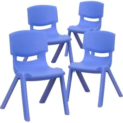 Emma And Oliver 4 Pack Plastic Stack School Chair With 12" Seat Height - Kids Chair -Children Peripherals GUEST bb2c8594 e30c 4a06 af1d de294f76a880