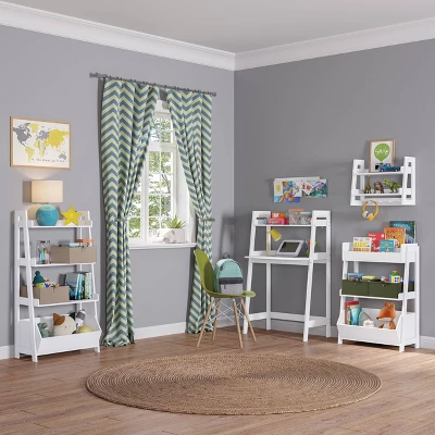 Kids' Desk With Ladder Shelf Storage And 2 Bonus Magnetic Art Display Bars White - RiverRidge Home 9 Kids' Desk With Ladder Shelf Storage And 2 Bonus Magnetic Art Display Bars White - RiverRidge Home - Image 9