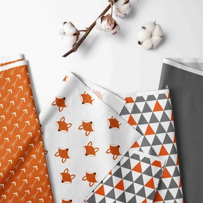 Bacati - Playful Fox Orange Gray 6 Pc Crib Bedding Set With Long Rail Guard Cover 1 Bacati - Playful Fox Orange Gray 6 Pc Crib Bedding Set With Long Rail Guard Cover