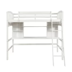 Twin Size Loft Bed With Storage Shelves, Desk And Ladder - ModernLuxe 11 Twin Size Loft Bed With Storage Shelves, Desk And Ladder - ModernLuxe -Children Peripherals GUEST bef7444e 8f49 4e69 88c3 4ba83631e973