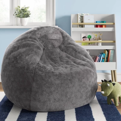 XL Fuzzy Kids' Bean Bag Gray - Pillowfort™ 1 XL Fuzzy Kids' Bean Bag Gray - Pillowfort™