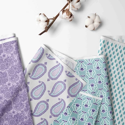 Bacati - Isabella Paisley Aqua Lilac Purple 3 Pc Toddler Bedding Sheet Set 1 Bacati - Isabella Paisley Aqua Lilac Purple 3 Pc Toddler Bedding Sheet Set